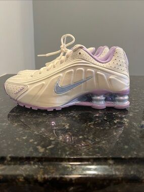 Nike Kids' Shox Sneakers - White with Lavender Accents 3.5Y / 5W